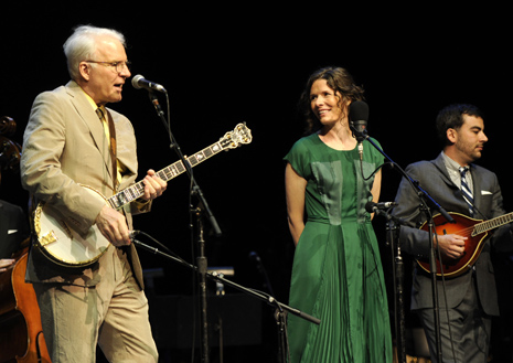 NEW YORK, NY - OCTOBER 04:  (Exclusive Coverage) Steve Martin, Edie Brickell and The Steep Canyon Rangers perform on stage at the Children's Health Fund 25th Anniversary Concert at Radio City Music Hall on October 4, 2012 in New York City.  (Photo by Kevin Mazur/WireImage)