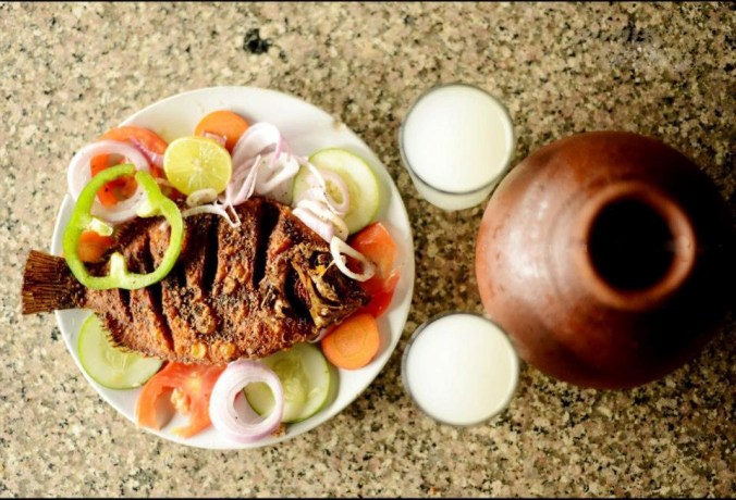 Toddy with Karimeen fry