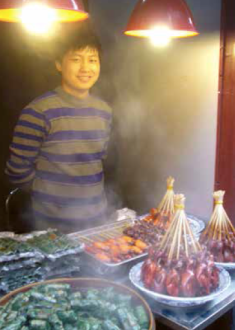 A food market in a water village outside of Sanghai