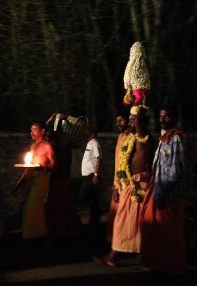 Hindu procession heading towards Sree Bhadrakali temple