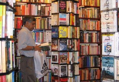 Courtesy of Jairaj Singh A customer at the Fact & Fiction bookstore in New Delhi.
