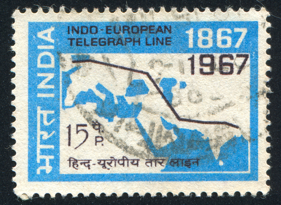 A stamp for the Indo-European Telegraph, circa 1967 (Shutterstock/rook76)