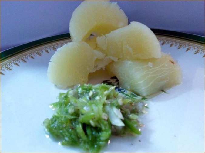 Boiled Tapioca and Green chilies chammanthi