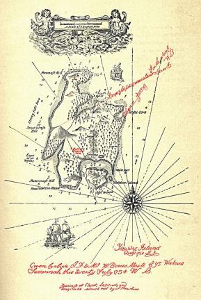 Map of Treasure Island, from Robert Louis Stevenson’s “Treasure Island.”