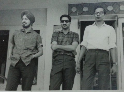 Courtesy of K.D. Singh K.D. Singh, left, and Kuldeep Shankar, right, owners of “The Steakhouse,” with their mutual friend Anil Arora at the store in New Delhi in the 1960s.
