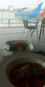 Seasonal vegetables wrapped in chickpea crepe