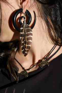 Lionfish Spine & Turkey Feather earrings-photo2