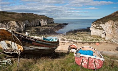 Mombiot blog on sea protection : Fishing boats near the beach at Flamborough head Yorkshire