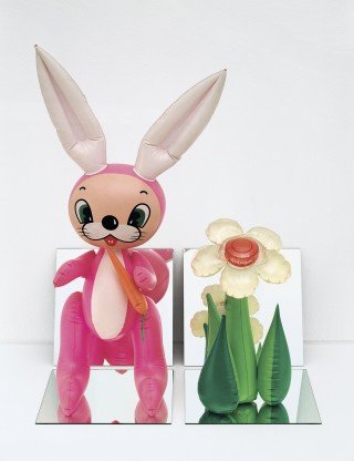 Koons’s “Inflatable Flower and Bunny (Tall White, Pink Bunny),” 1979. BROAD ART FOUNDATION, SANTA MONICA