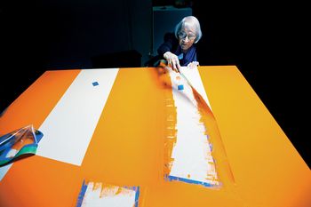 Carmen Herrera, painter, 99, in her Manhattan studio. Herrera sold her first painting at age 89. Today her work is in the permanent collections at the Museum of Modern Art and the Tate Modern.