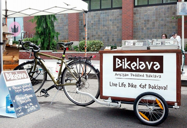 Bikelava invites you to indulge in traditional, artisanal Greek Baklava peddled by bike. Photo credit: Bikelava