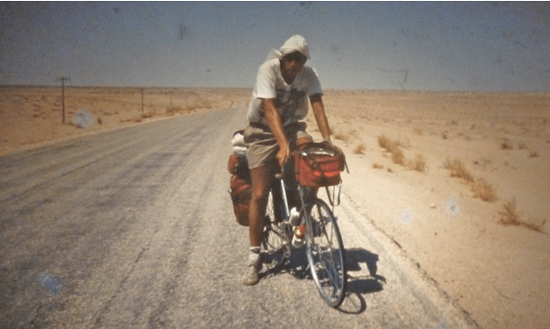 Trevor Ward on a cycle tour in the Sahara. Photograph: Trevor Ward