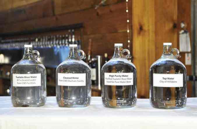 Water samples at the Clean Water Services brewing competition last year used to compare their high-purity water to other local sources of water. /Courtesy of Clean Water Services