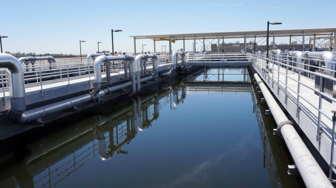 The city of Modesto's wastewater treatment plant could supply millions of gallons of water to local farmers in California. PHOTO: Lauren Sommer