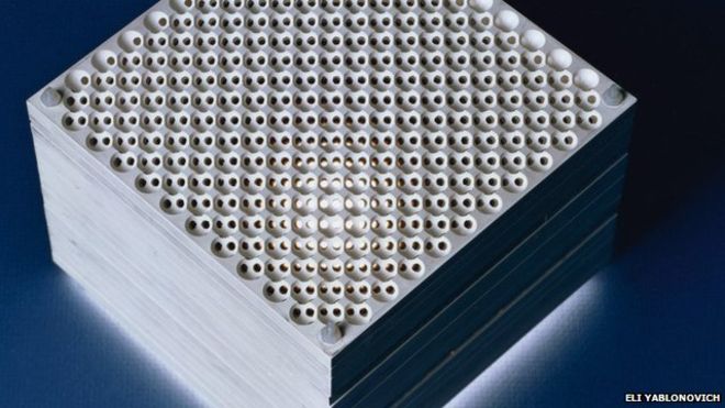 Photonic crystals can manipulate light in the same way that a semiconductor like silicon can steer electrical current. PHOT: Eli Nablonovich