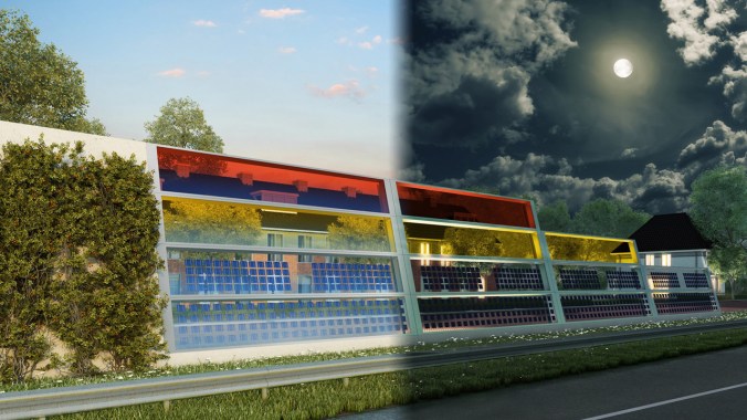 These beautiful, translucent barriers quiet traffic—and generate power at the same time