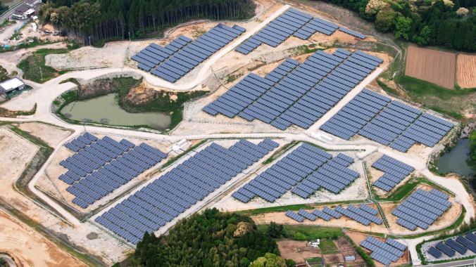 Part of a completed solar project on an old golf course in the Miyazaki prefecture. (Kyocera)