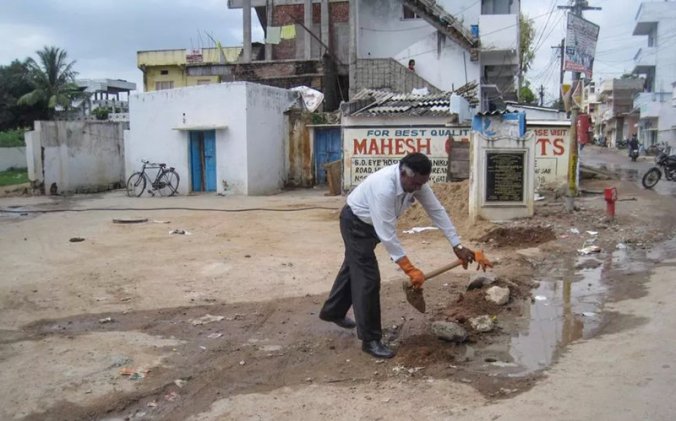 Another pothole bites the dust in India, thanks to the efforts of Gangadhara Tilak Katnam