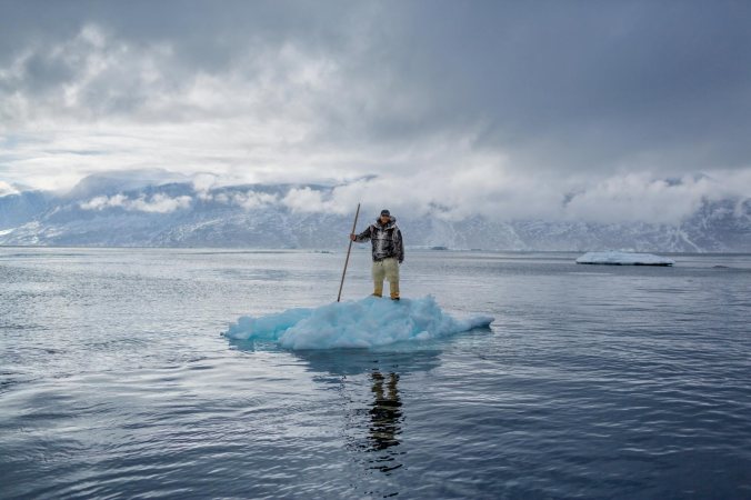 Albert Lukassen’s world is melting around him. When the 64-year-old Inuit man was young, he could hunt by dogsled on the frozen Uummannaq Fjord, on Greenland’s west coast, until June. This photo shows him there in April. PHOTO:  Ciril Jazbec