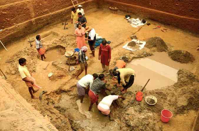 Excavations in the village of Pattanam, Kerala, have raised questions about whether the site is ‘urban’ enough to be Muziris. Photograph: KCHR